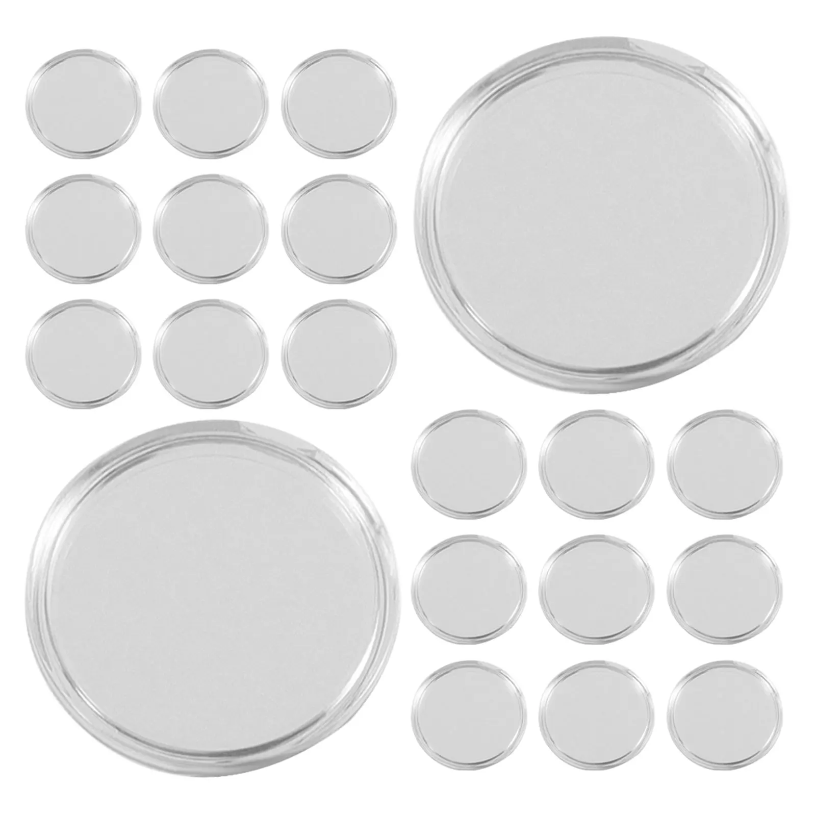 

80 шт., прозрачные держатели, прозрачная круглая коробка, одна капсула, пластиковые защитные пленки, чехол для хранения, маленькая коробка для монет, пылезащитный