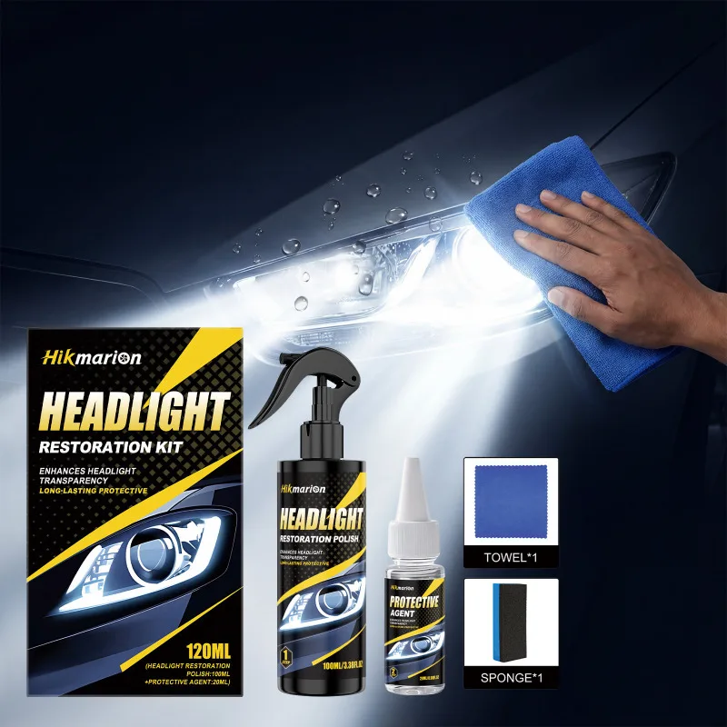 120ml Headlight Restoration Kit High-Performance Car Light Polish Repair Tool with Protective Coating for Auto Care Refurbishmen