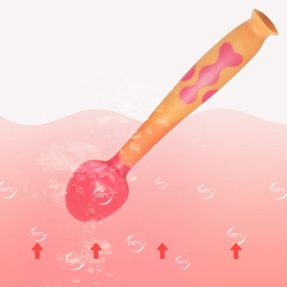 

1Set Baby Fork Spoon Infant Feeding Tableware Soft Rounded Head Suction Cup Base Safety Spoon Fork Baby Eating Learning Set