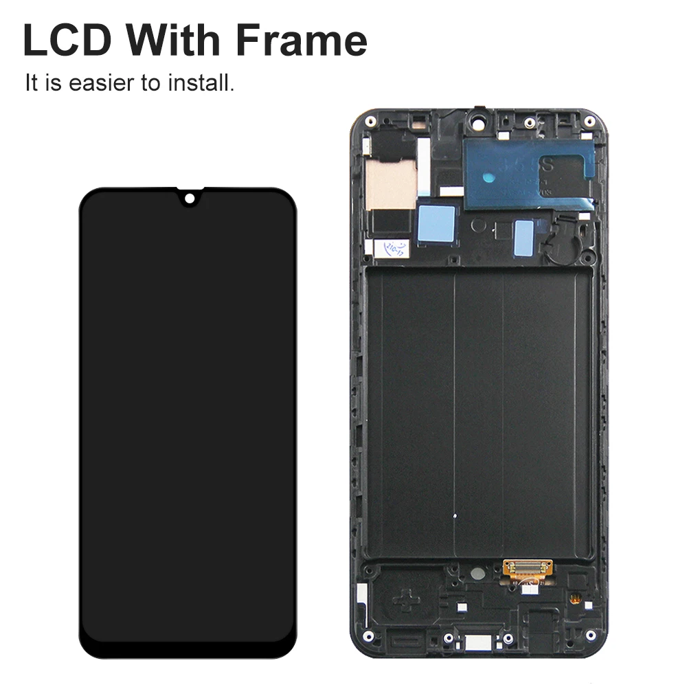 Super AMOLED A50 A505 A505F LCD Screen Parts for Samsung Galaxy A50 Lcd Display Touch Screen Digitizer Replacement with Frame