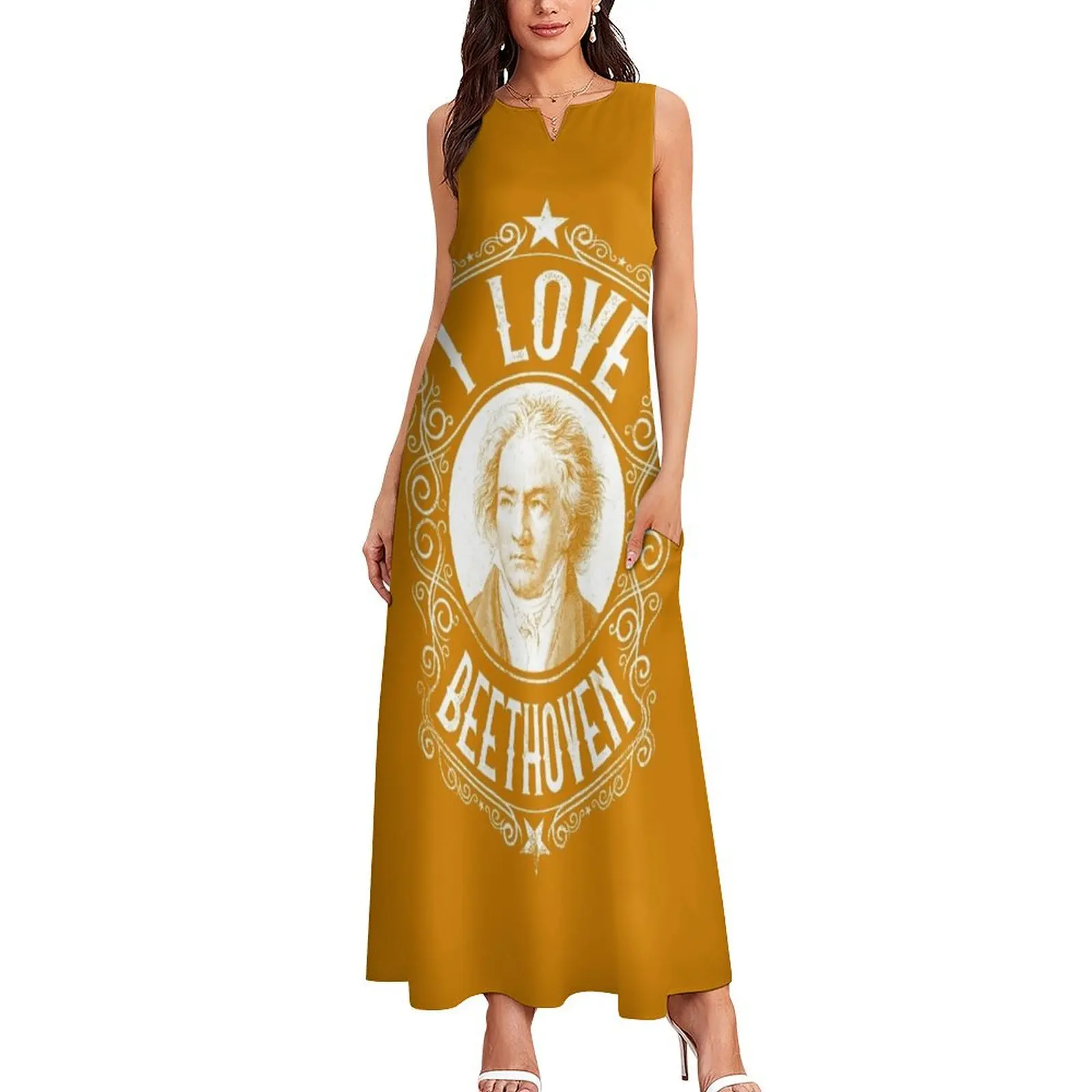 I Love Ludwig Von Beethoven , German Composer Long Dress dress party night dresses with long sleeves Women's summer skirt