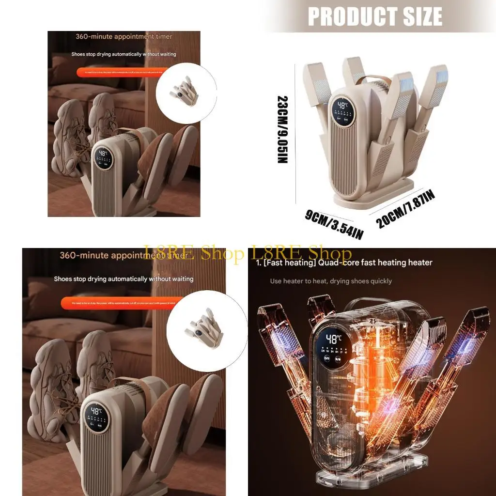 L8RE Electric 4 Prong Boot Dryer Rapid Drying Technology Quiet Heating Foot Care