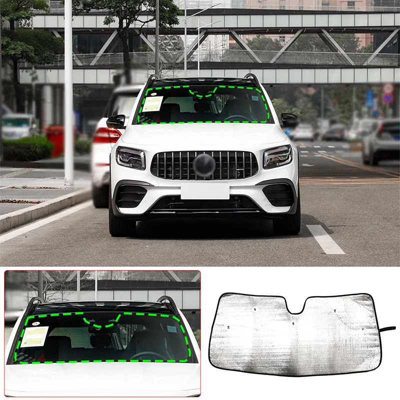 [Anti-UV-Wärmeisolierung] Für 2023 Mercedes-Benz GLB Aluminiumfolie Frontscheiben-Sonnenschutz Auto-Innenausstattung Zubehör