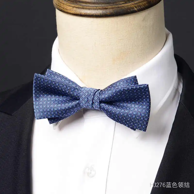 High Quality Blue Red Plaid Bow Tie and 8cm Wide Tie For Men's Formal Attire Vintage Style Business Banquet Handcrafted Tie