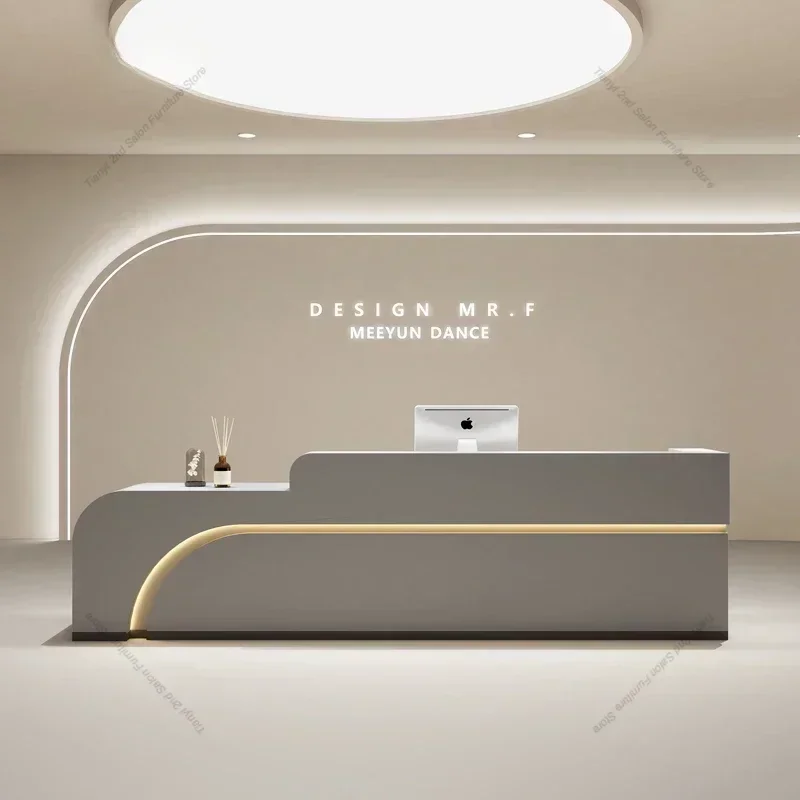 

Furniture for Diverse Businesses - Simple Curved Front Desk for Clothing Store, Beauty Salon, Yoga Studio, Bar Company Reception
