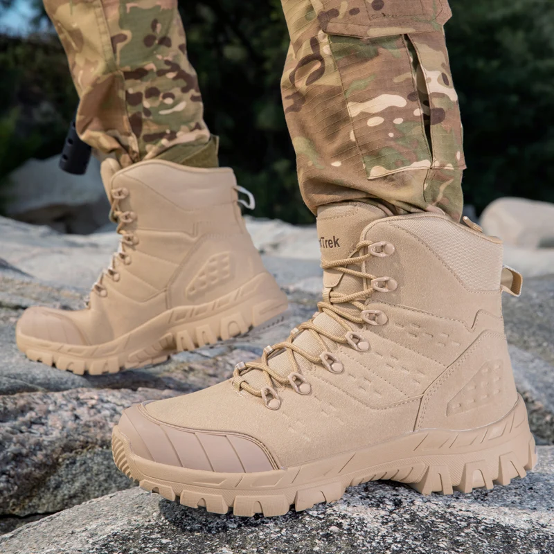 أحذية قتالية خفيفة للغاية للرجال، أحذية المشي لمسافات طويلة قابلة للتنفس، أحذية المشي لمسافات طويلة كاجوال للخريف والشتاء مقاومة للماء وغير قابلة للانزلاق، الصحراء #2