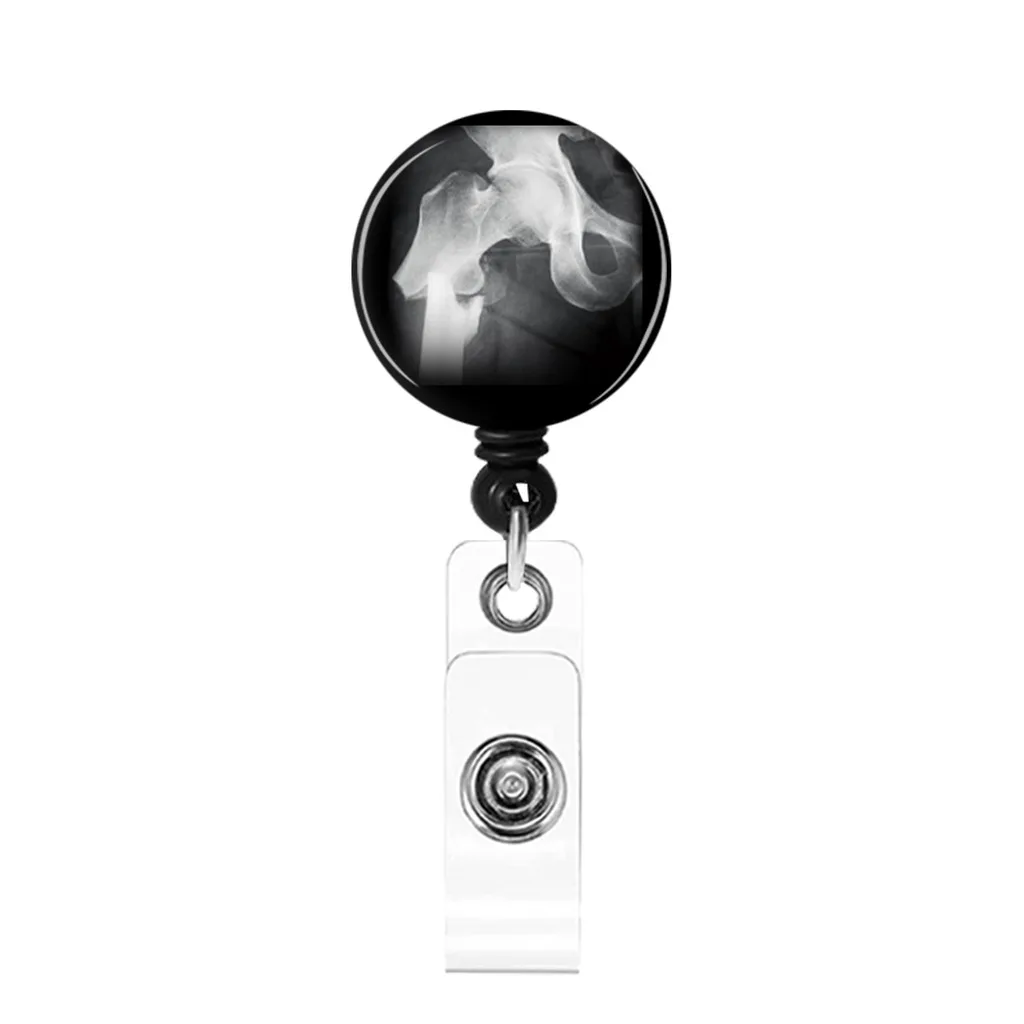 ID Badge Holder  X-ray Pattern ID Badge Reel Retractable Badge Reel Compact For Backpack Strap Orthopedic Staff Daily