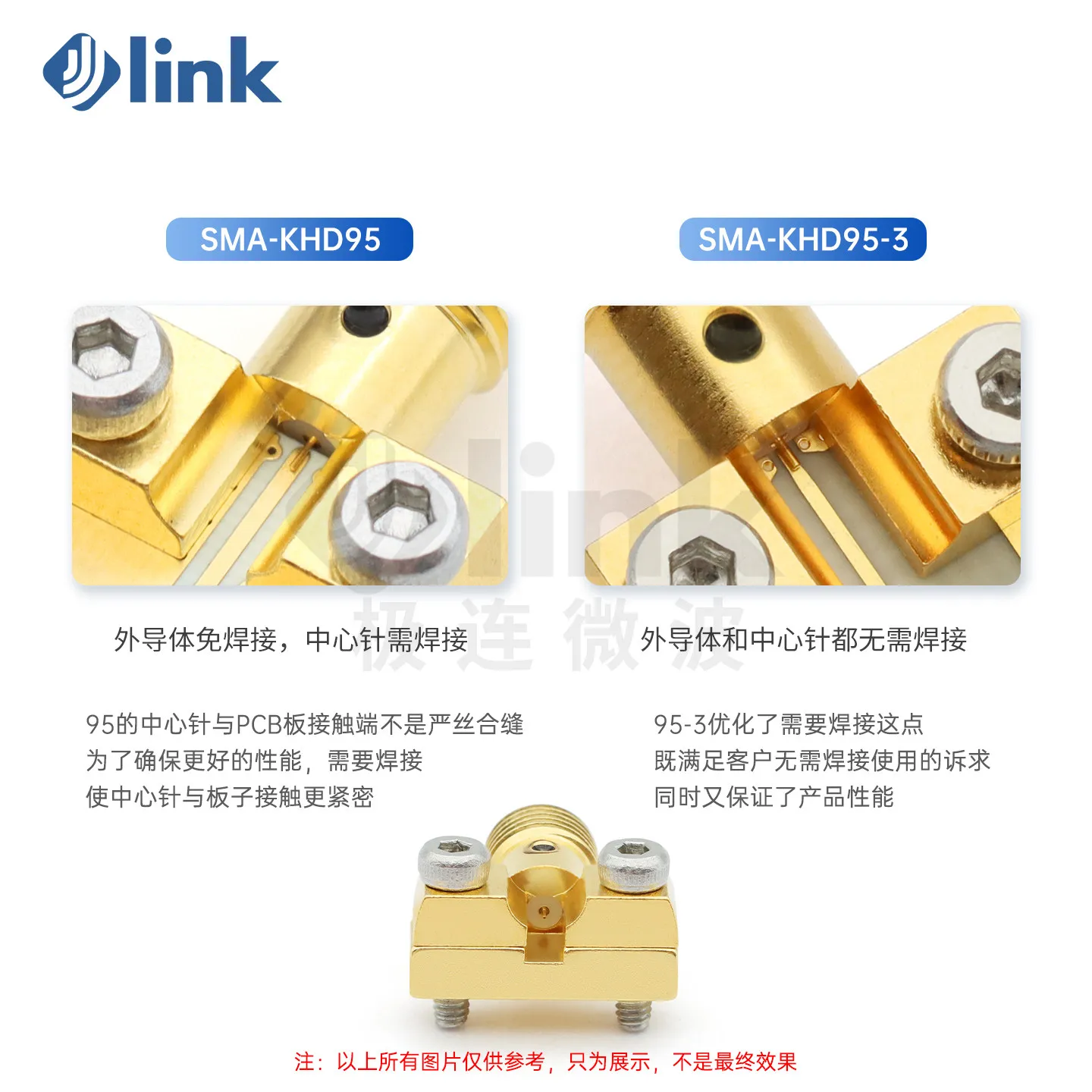 Microwave SMA Female Head Side Clamp Free Welding Connector 18G Center Pin Welding SMA-KHD95