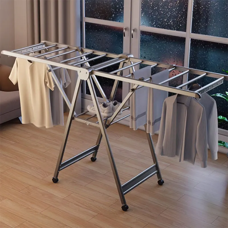 

Shelves Indoor Clothes Hanger Stainless Kids Baby Organizer Coat Racks Space Saving Tripod Appendiabiti Laundry Accessories