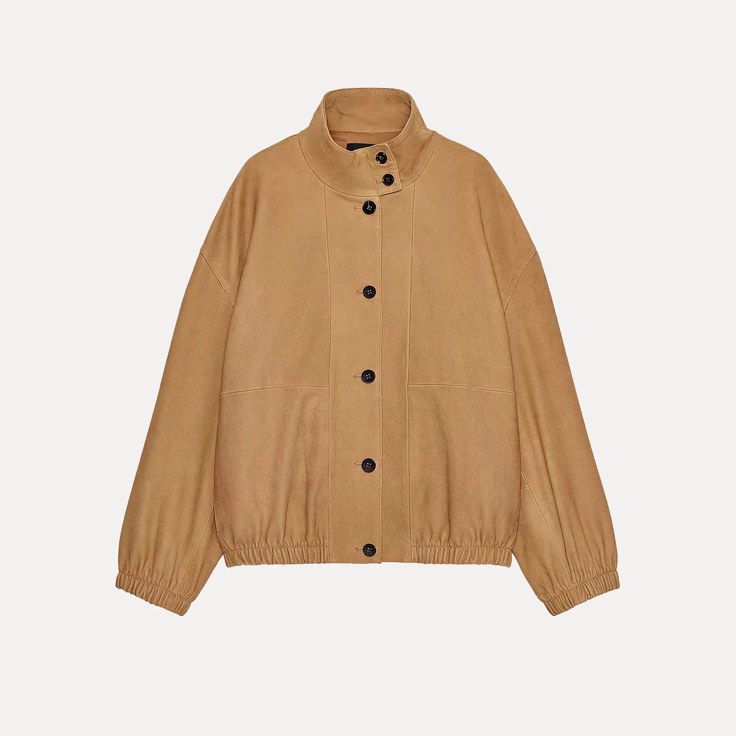 Ele lederen pilot-jas voor dames herfst 2025, casual Sle Stand Fit Z-merk ort bovenkleding