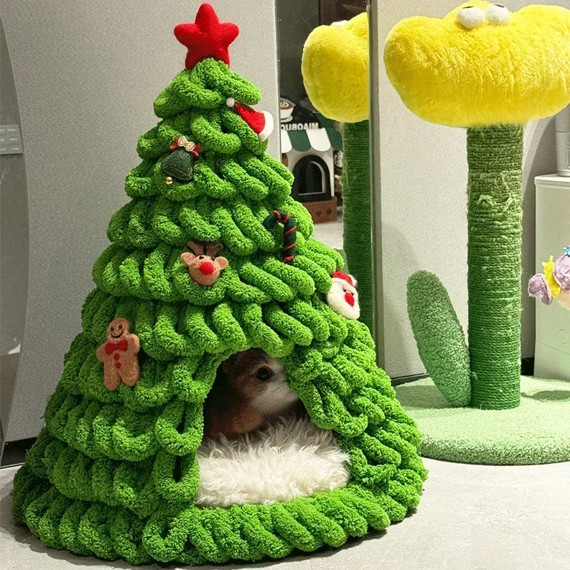 Christmas Tree Cat Nest DIY Material Packaging Carton Homemade Dog Nest for Autumn and Winter Warmth, Four Seasons Universal Sup