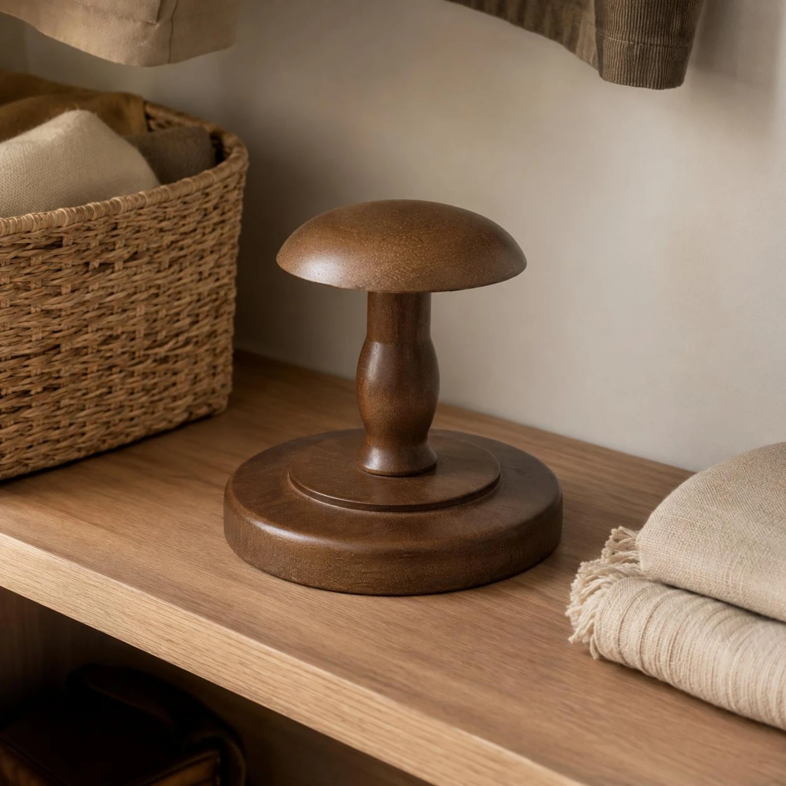

Wooden Hat Stand Stable Base Hat Display Stand Storage Furniture Shape-Preserving Turnt Post for Home