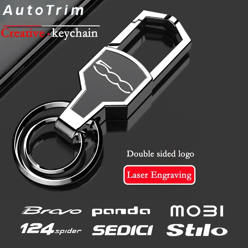

Car Styling Waist Hanging Metal Double-sided Chain Rings Key Pendant for Fiat 500 124spider Uno Abarth Cronos Doblo Argo Bravo