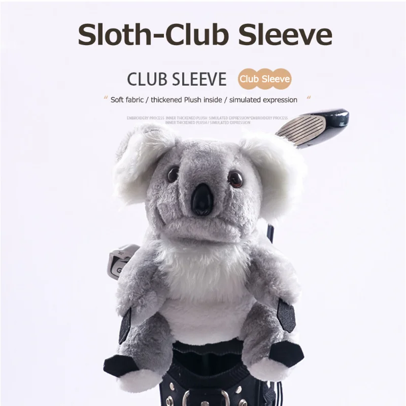 Animal Koala Shaped Golf Club Head Covers for Driver Fairway Putter Headcover Protector Plush Koala Golf Accessories Gray