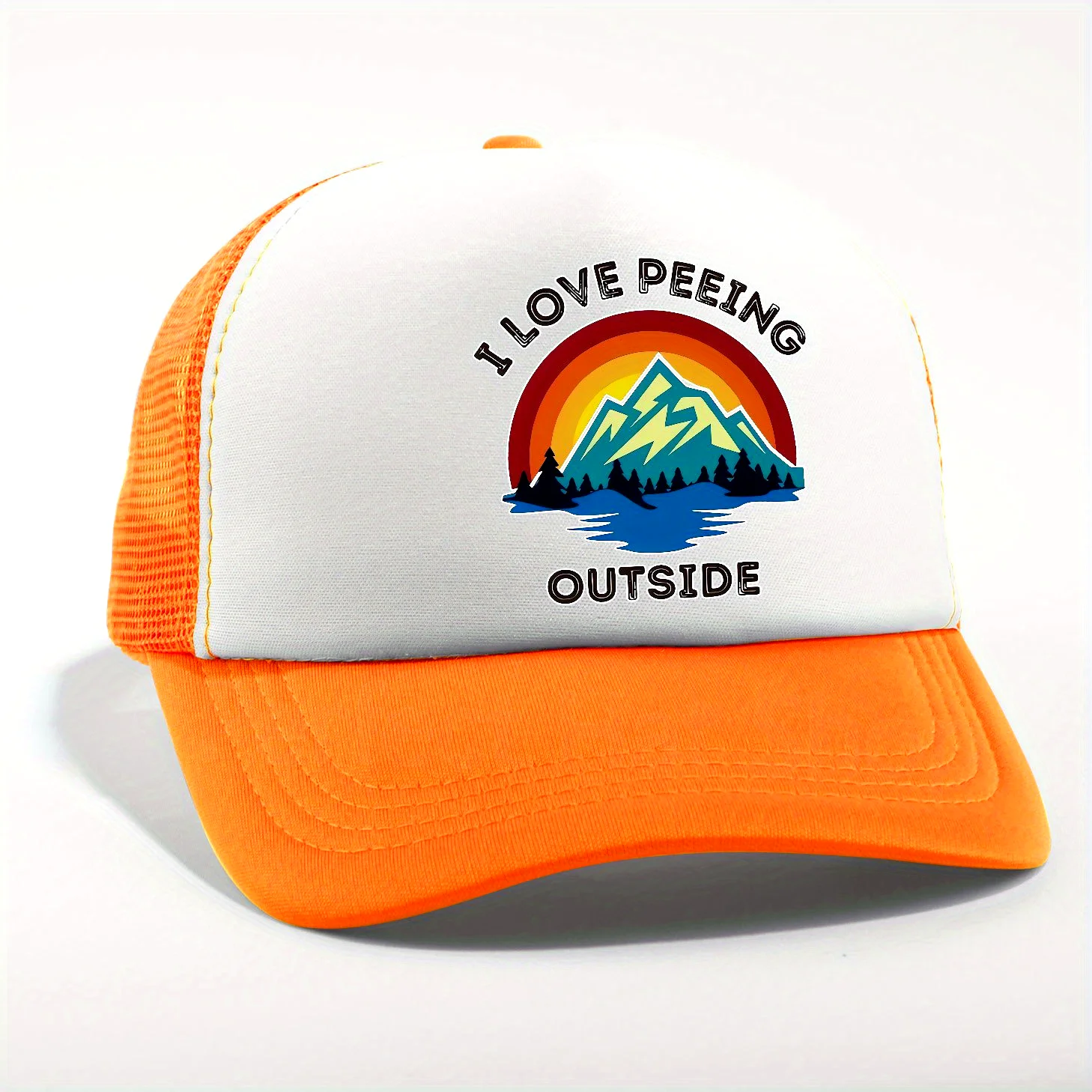 

Fun Outdoor Enthusiast Baseball Cap - Adjustable, Breathable Mesh Trucker Hat with Humorous "I Love Peeing Outside" ,