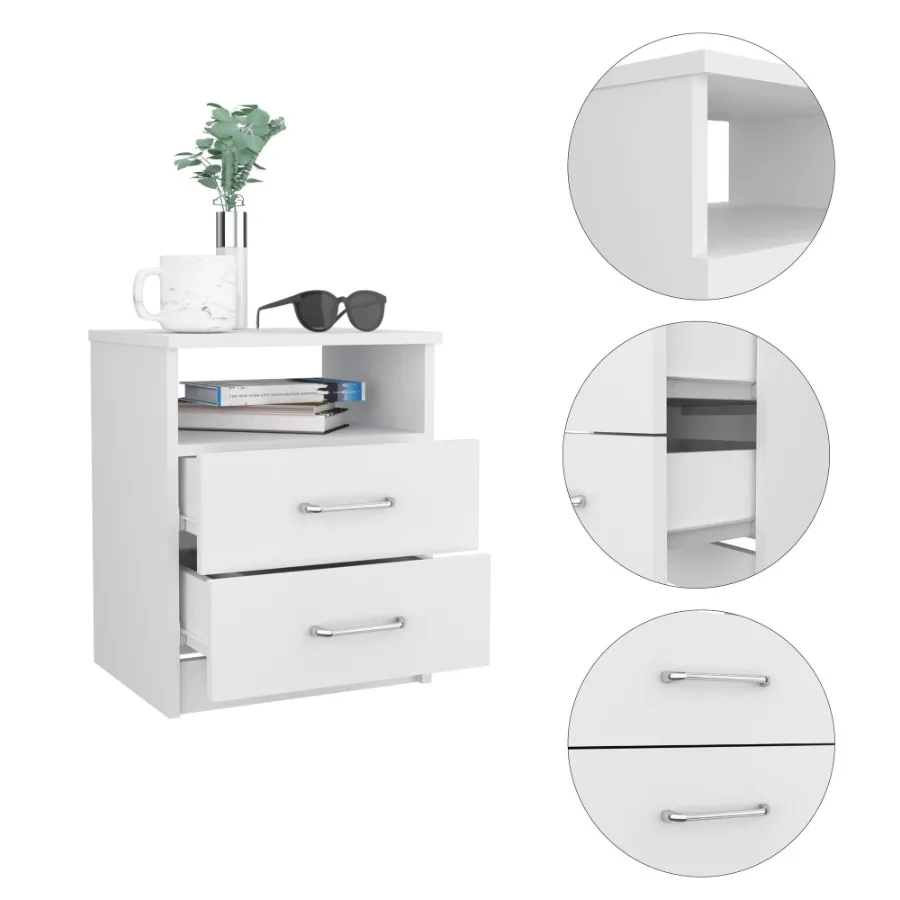 Brookeline 2-Drawer 1-Shelf Rectangle Nightstand White
