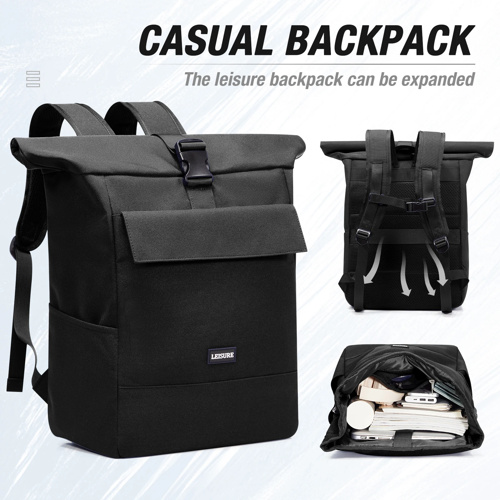 캔버스 백팩, 넓고 가볍고 편안하며 캐주얼하고 우아한 여행용 백팩 여행용 데이팩, 노트북 대학교 학교 백팩