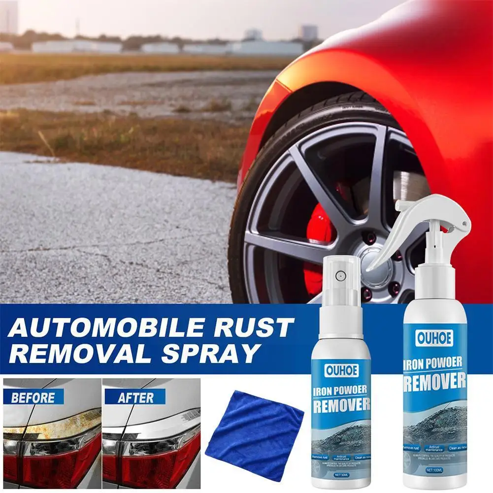 100ml Derusting Spray With Towel Metal Cleaner Cleaning Rust Spray Iron Powder Car Remover Maintenance O9R0