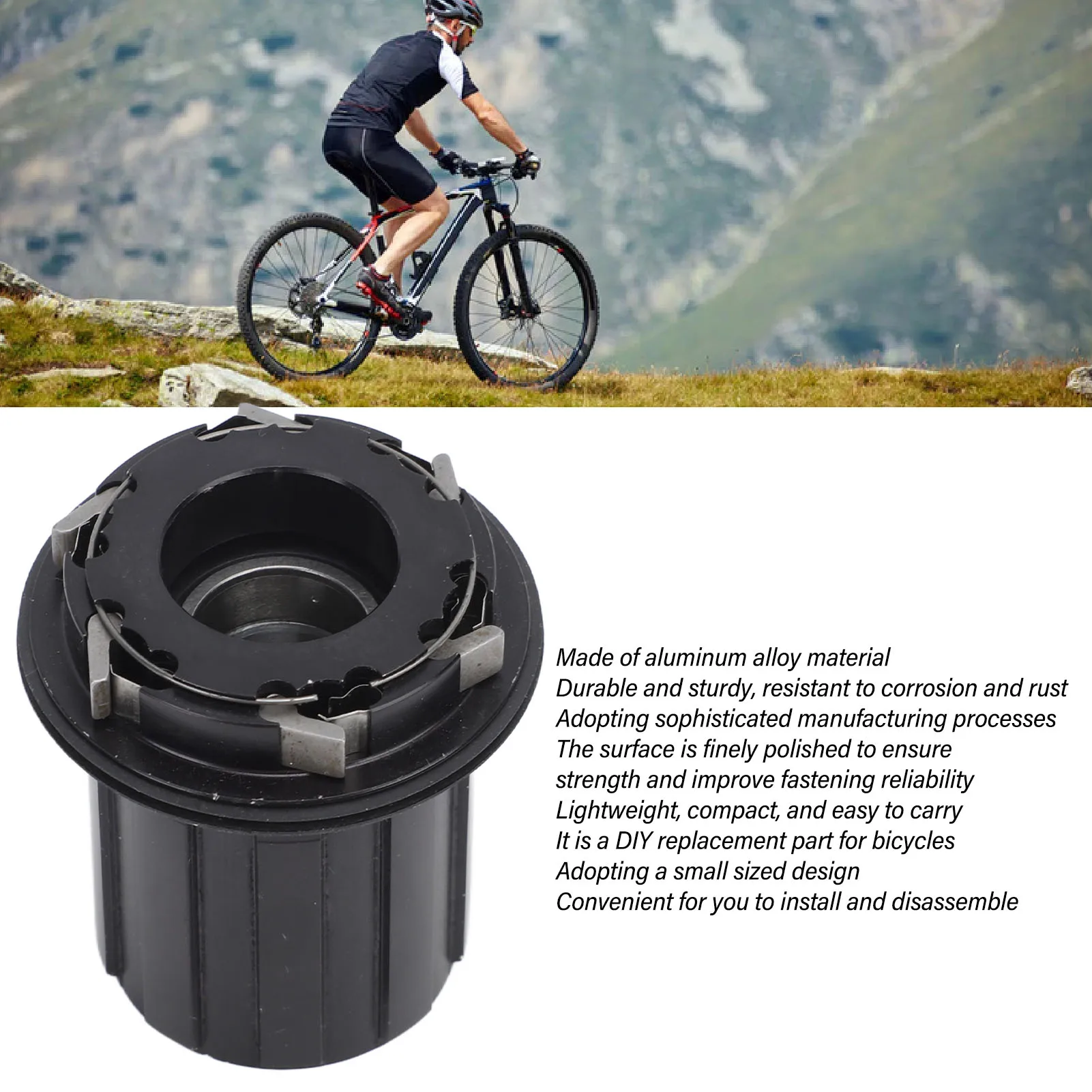 Bike Cassette Body Replacement D043 6 Claw Flywheel Freehub Body High Strength 2 Bearing Aluminum Alloy for Cycling