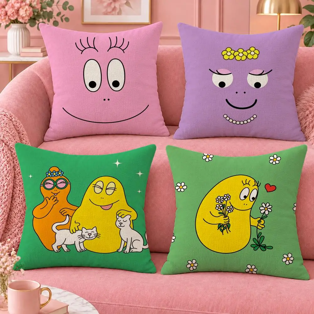 Cartoon Cute Family Barbapapa Cushion Cover Cute Cartoon Throw Pillow Cover Soft Plush Cushion Cover Sofa Bedroom Home Decor