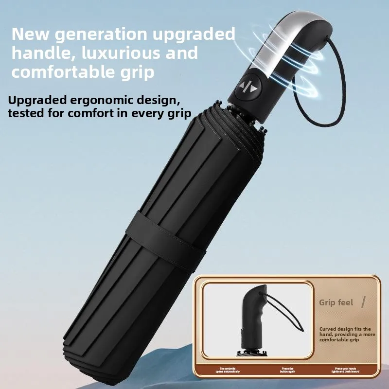 

Business Automatic Umbrella Double Size Windproof Outdoor Sunshade Black Glue Thickened Sunny Rain Dual Purpose Umbrella