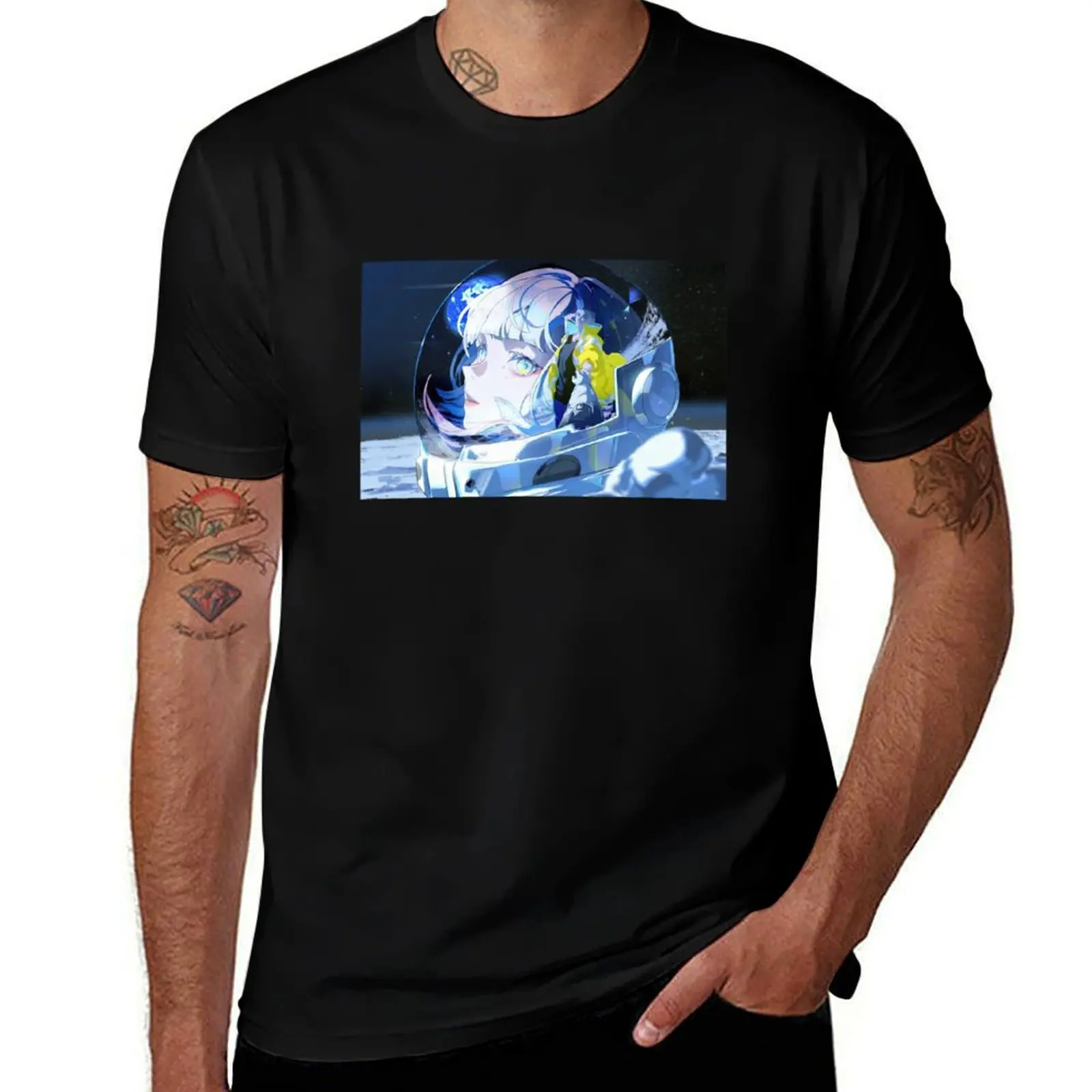 

Cyberpunk edgerunner astronaut T-Shirt luxury designer plus sizes summer 2025 mens graphic t-shirts anime