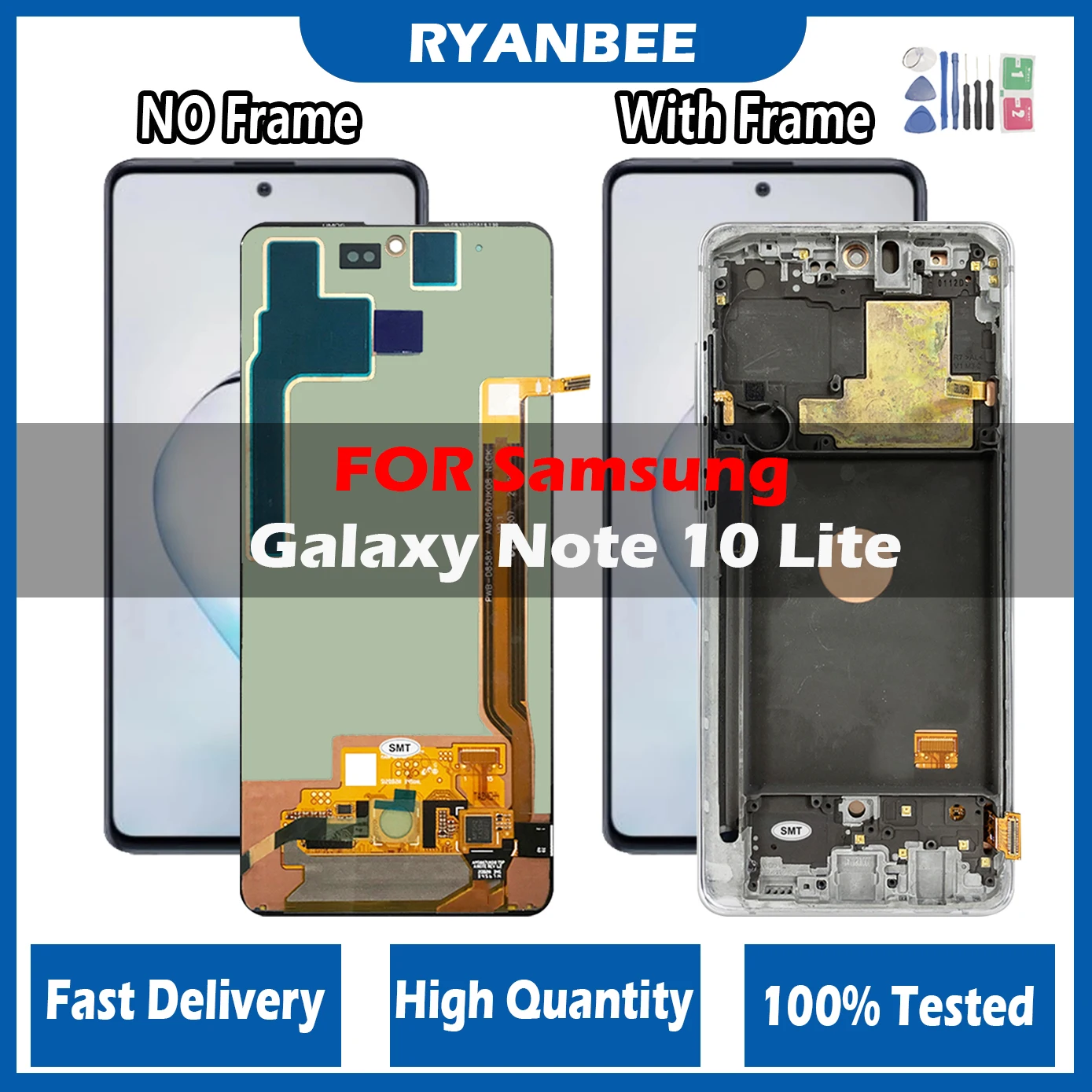 6.7\'\'  Super AMOLED LCD for Samsung Galaxy Note 10 Lite N770 N770F Lcd Display With Frame Touch Screen Digitizer Assembly