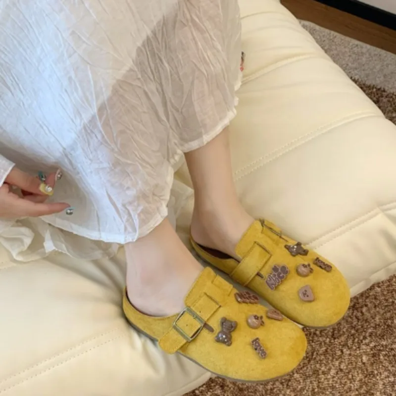 Damen DIY Charms Deko Birkenstock Mule Slipper aus Wildleder, perforiert, geschlossene Zehenpartie, weiche Sohle, niedliche, lässige Outdoor-Slipper für Damen – Detail 6