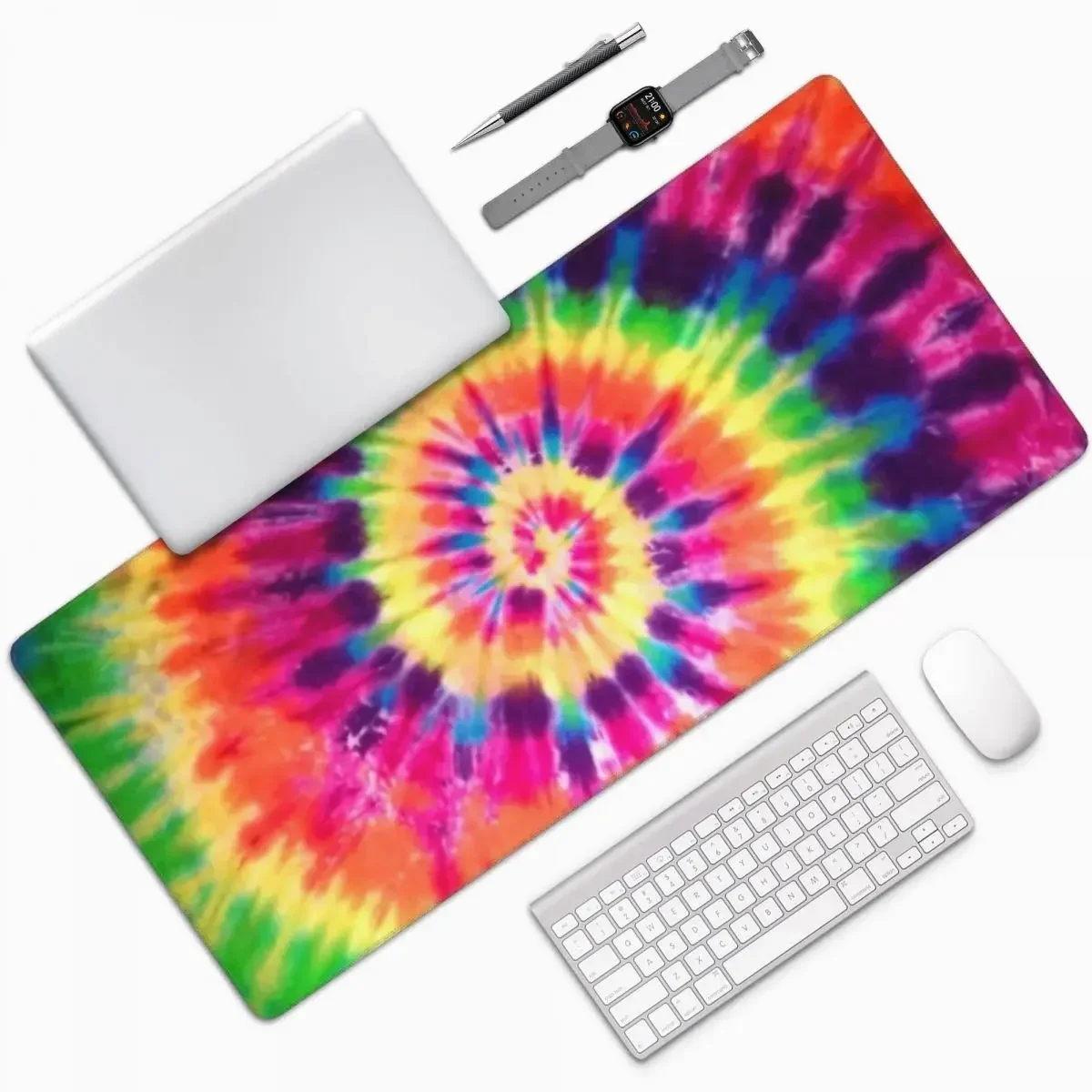 

Tie Dye Large Mouse Pad Computer Keyboard Mouse Mat Gamer PC Laptop Desk Mat Office Accessories Table Mats
