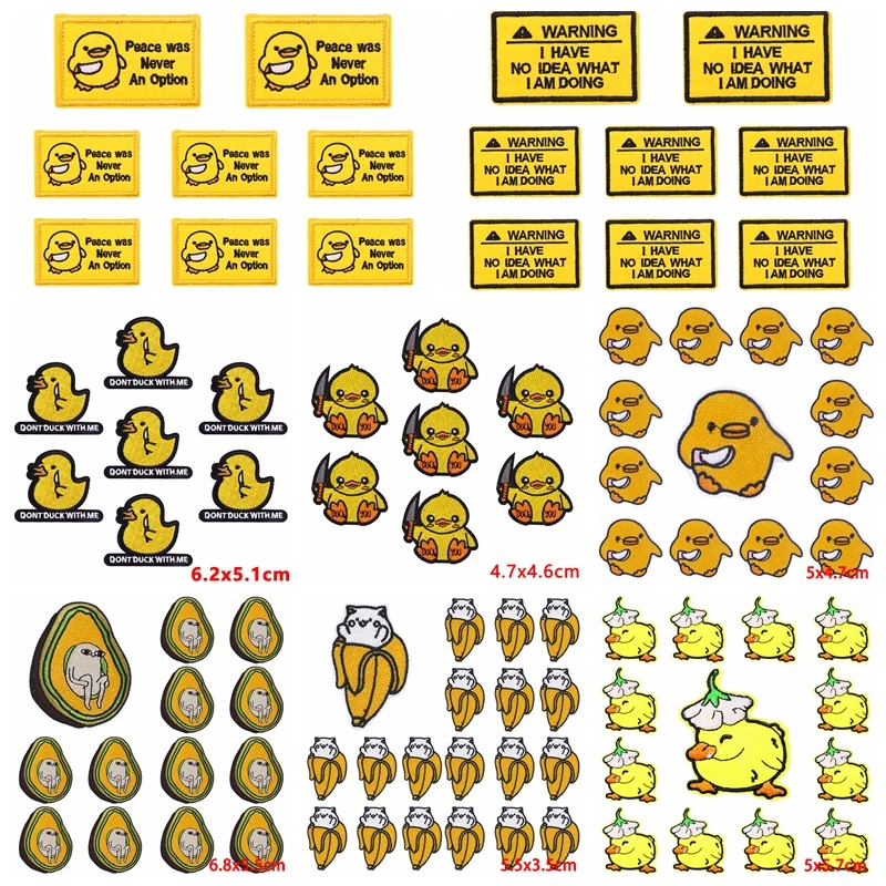 10 teile/los Großhandel gelbe Ente Applique Eisen auf Patches für Kleidung thermo klebende Patches auf Kleidung Cartoon Stickerei Patch