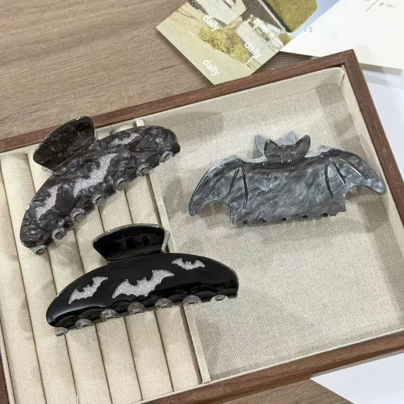 

Модные готические заколки для волос в виде темных летучих мышей, большие черно-серые зажимы для волос для женщин и девушек, аксессуары для укладки пучка на затылке