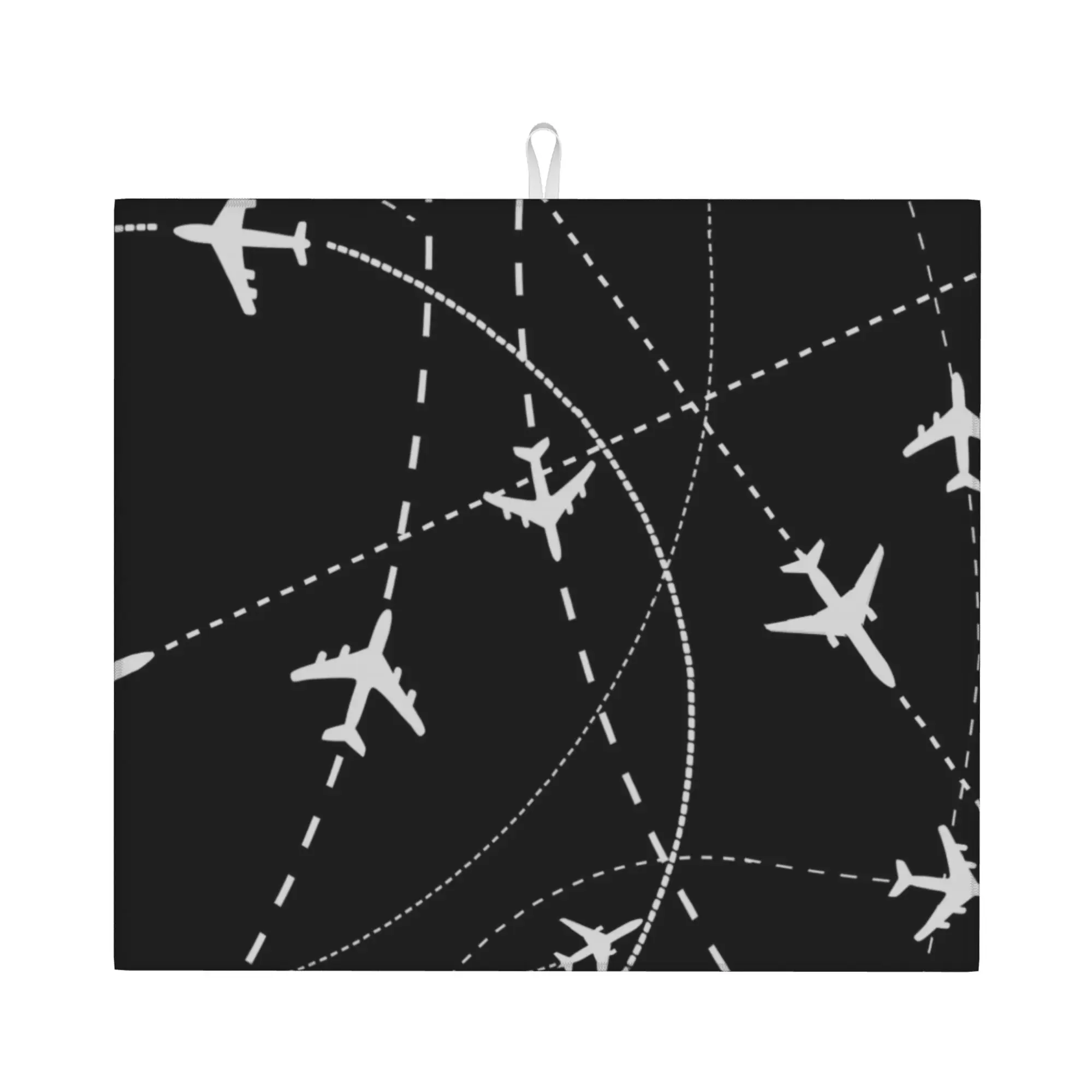 Pilot Aircraft Night Flight Routes Absorbent Barware Tableware Reusable Air Traffic Controllers Bathroom Drying Mat For Kitchen