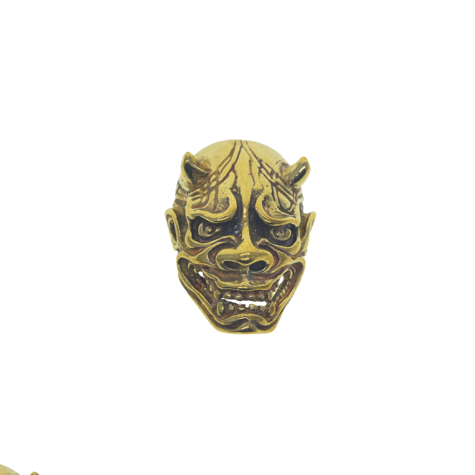 Retro Brass Gothic demon skull head Devil DevilBoy Japanese Jucky mask Hannya screw back lock Concho rivet Leather zipper wallet