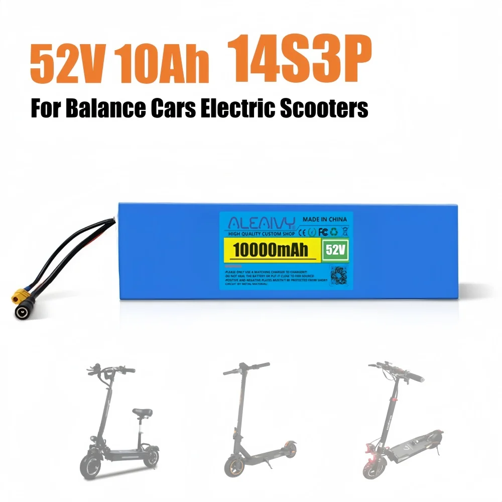 

14S3P 52V 10Ah Electric Scooter Lithium Battery 18650 Battery Pack Built-in BMS for 0-1000W Electric Motorcycle Scooter Battery