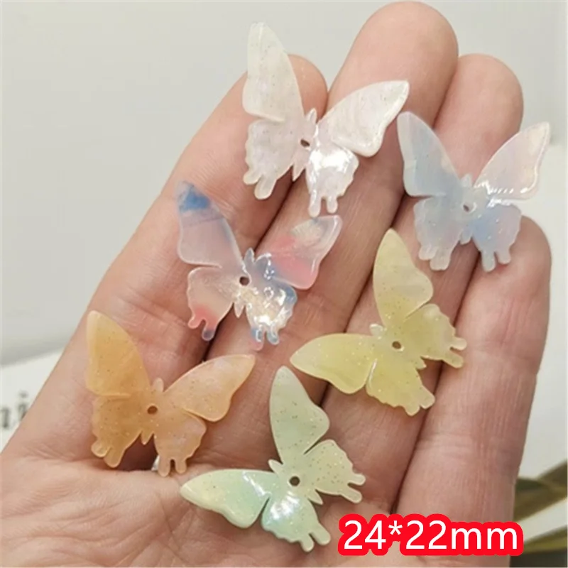 

Wholesale 90pcs/lot color pattern print animals cartoon butterfly shape acrylic beads diy jewelry garment hair accessory