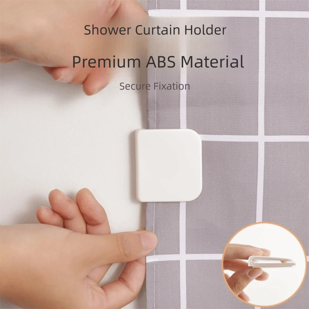 4Pcs Transparent Shower Curtain Clips ABS Windproof Wind Fixed Hook Self Adhesive Splash Shower Curtain Clamp Bathroom