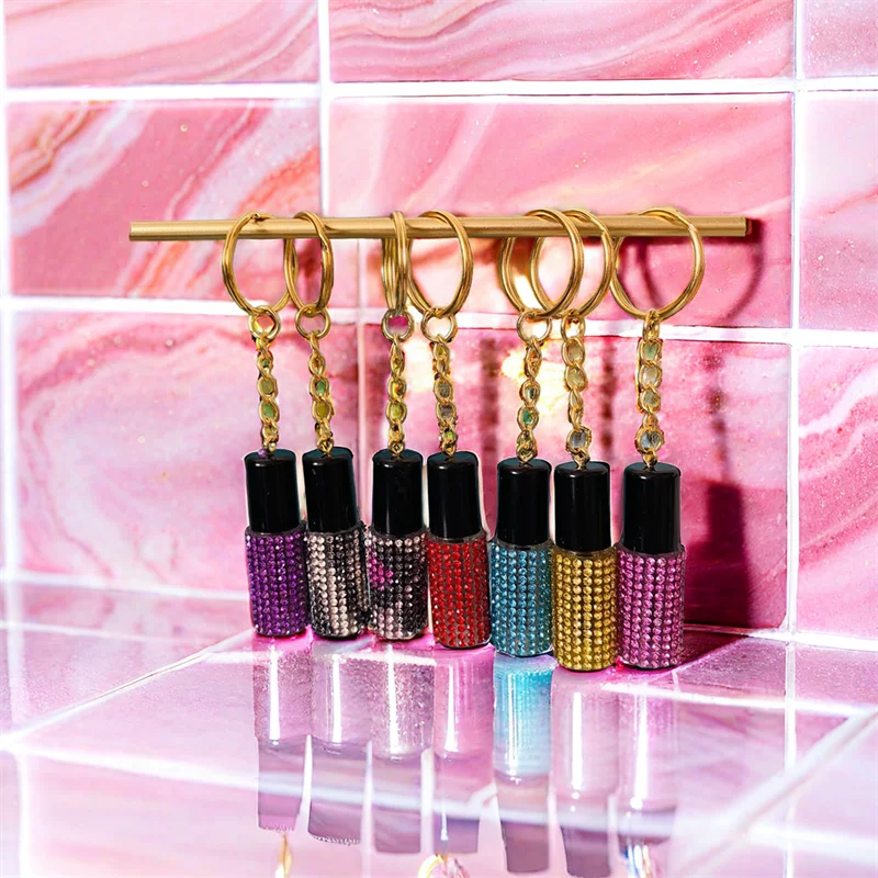 New Popular Glitter Diamond Mini Eyelash Brush Key Ring Mini Mascara Wand