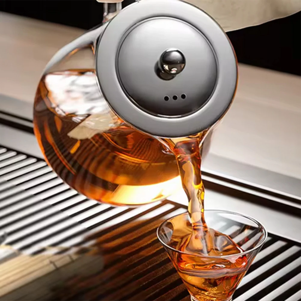 

【Party-Decoration】Heat Glass Teapot With Stainless Steel Tea Stra Flower Kettle Teawareiner Infuser Set Puer Oolong Pot
