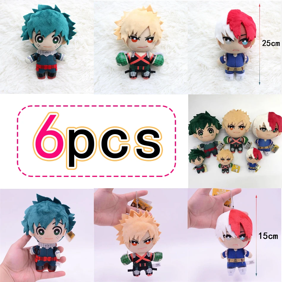 

Anime Midoriya Izuku Bakugou Katsuki Todoroki Shoto llavero de felpa figura Cosplay accesorios de dibujos animados