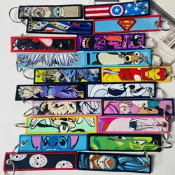 Anime Key Chains Cute Jet Manga Embroidery Bookmark Fashion Key Tag for Jewelry Accessory Key Ring Holder Gift Anime Fans Gifts