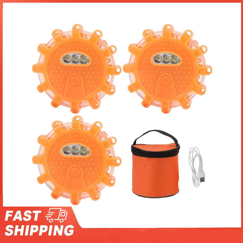LED Road Emergency Warning Light Roadside Safety Beacon Disc  Light Type C Rechargeable Stable Performance for Car Truck RV Boat