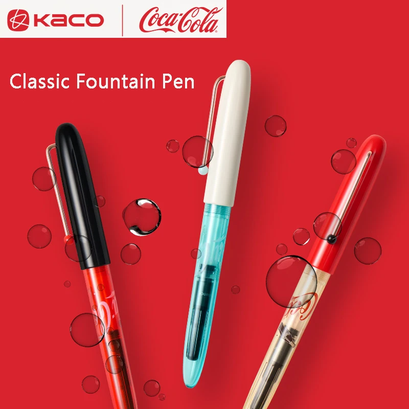 

Перьевая ручка Kaco Transparent Rod в стиле ретро, ограниченная серия Coca-Cola, 0,38 мм, перо EF, чернила, ручка Pluma, гладкое письмо, сигнал