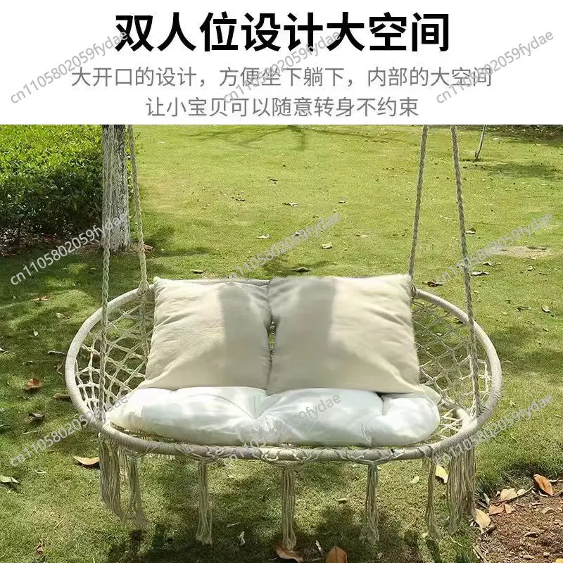 Balcony Cradle Chair Nordic Style Fringed Hanging Chair Hanging Chair Handwoven Hanging Basket