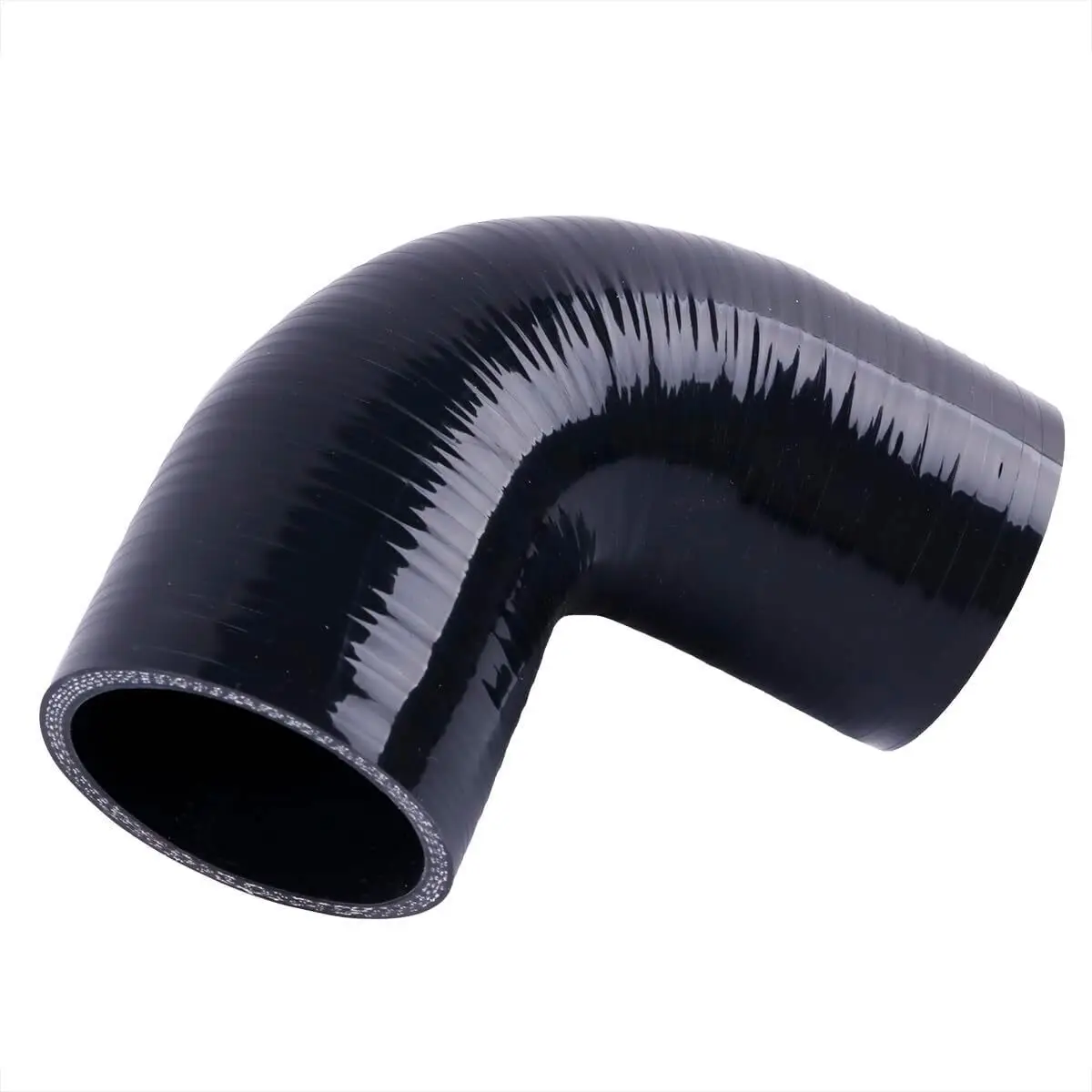 ユニバーサル 4 層 3 インチ高品質 90 度エルボーカプラー ターボ配管接続用シリコンホース 吸気配管用 ブラック