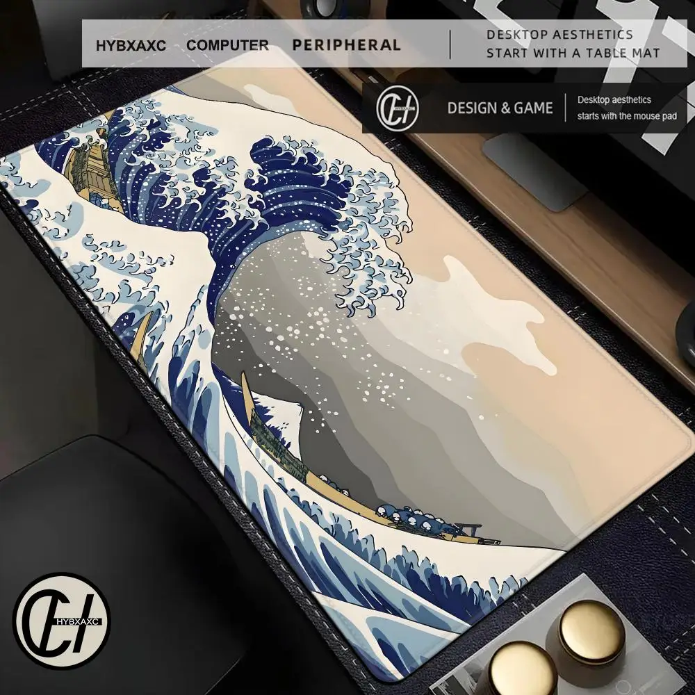 90x40cm Van Gogh Japanese Wave Mouse Pad The Great Wave HD Extended Gaming Keyboard Mats Large Starry Wave Gamer Mousepad