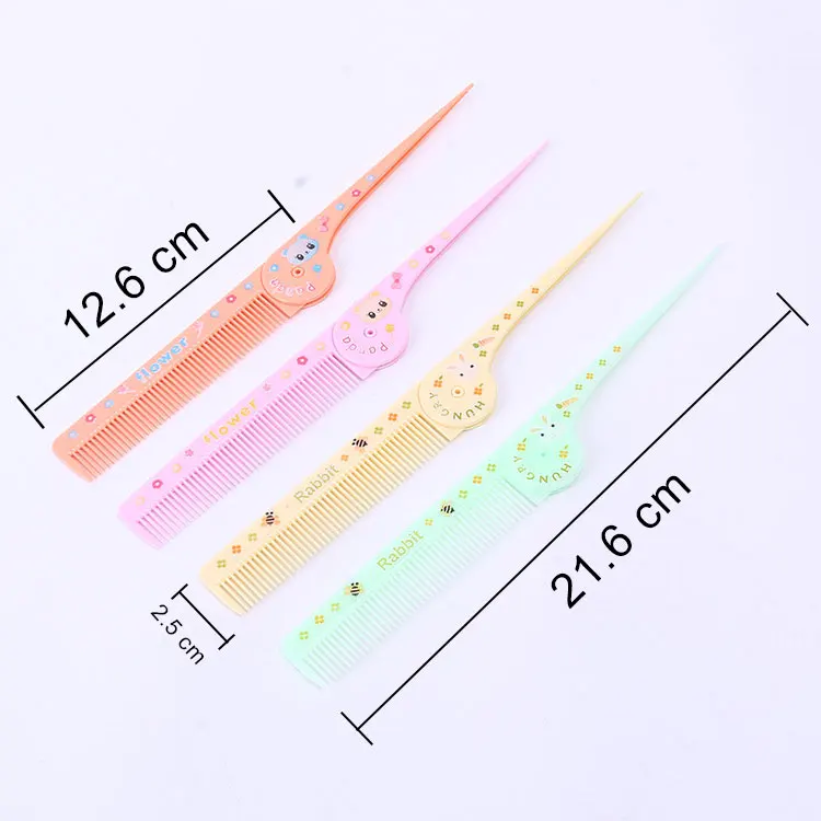 Baby Hair Care Brushes Anti-frizz Hairdressing Supplies Cute Cartoon Plastic Folding Portable Pointed Tail Comb for Kids Girls