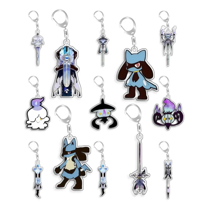 For Pokemon Elf Qikchu Lucario Riolu Genovese Coct original Acrylic selfmade cute Cartoon Anime Keychain Pendant Toy gift 5cm