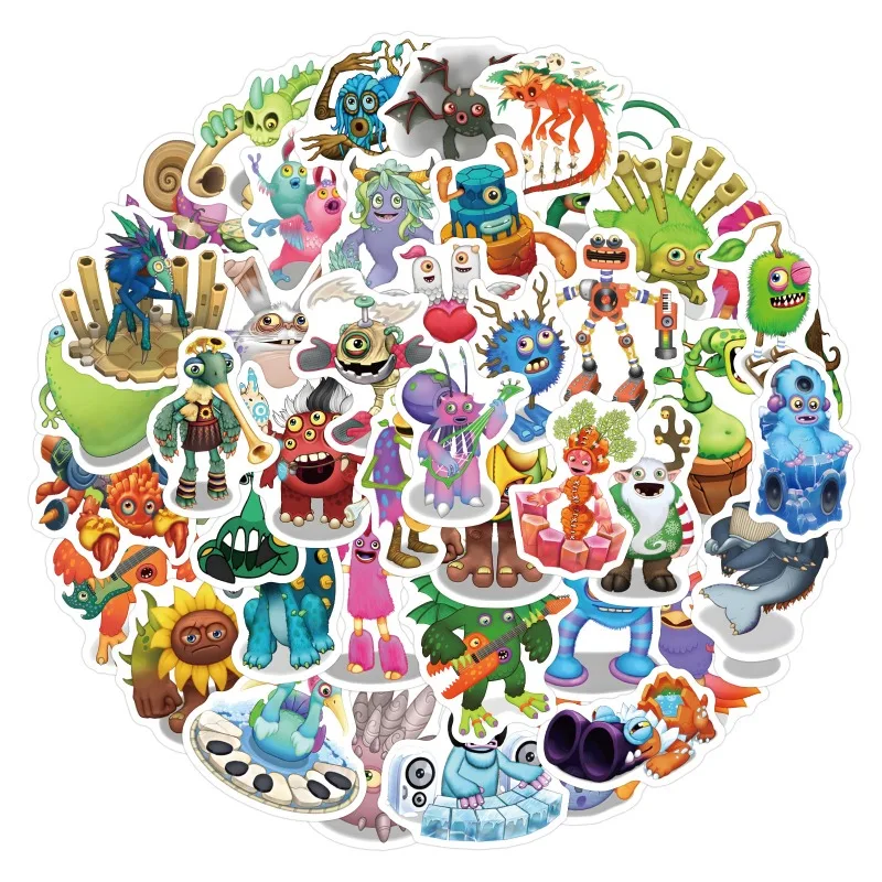 60pcs Game My Singing Monsters Cartoon Graffiti Sticker Luggage Water Cup Mobile Phone Decoration Waterproof Sticker