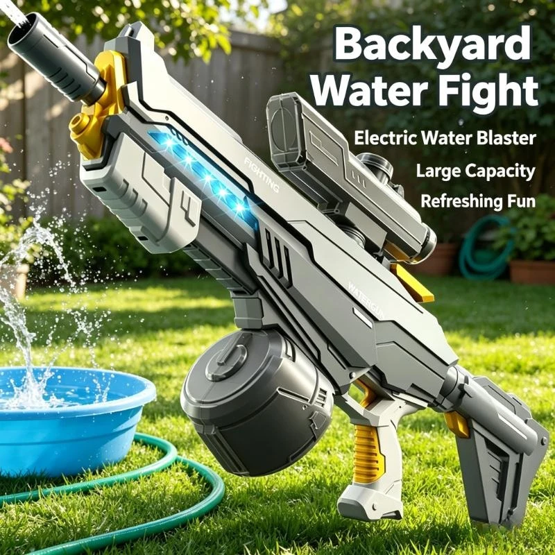 New Children's hand-in-one ultra-long-range large-capacity boy's electric fire gun with one click to absorb water
