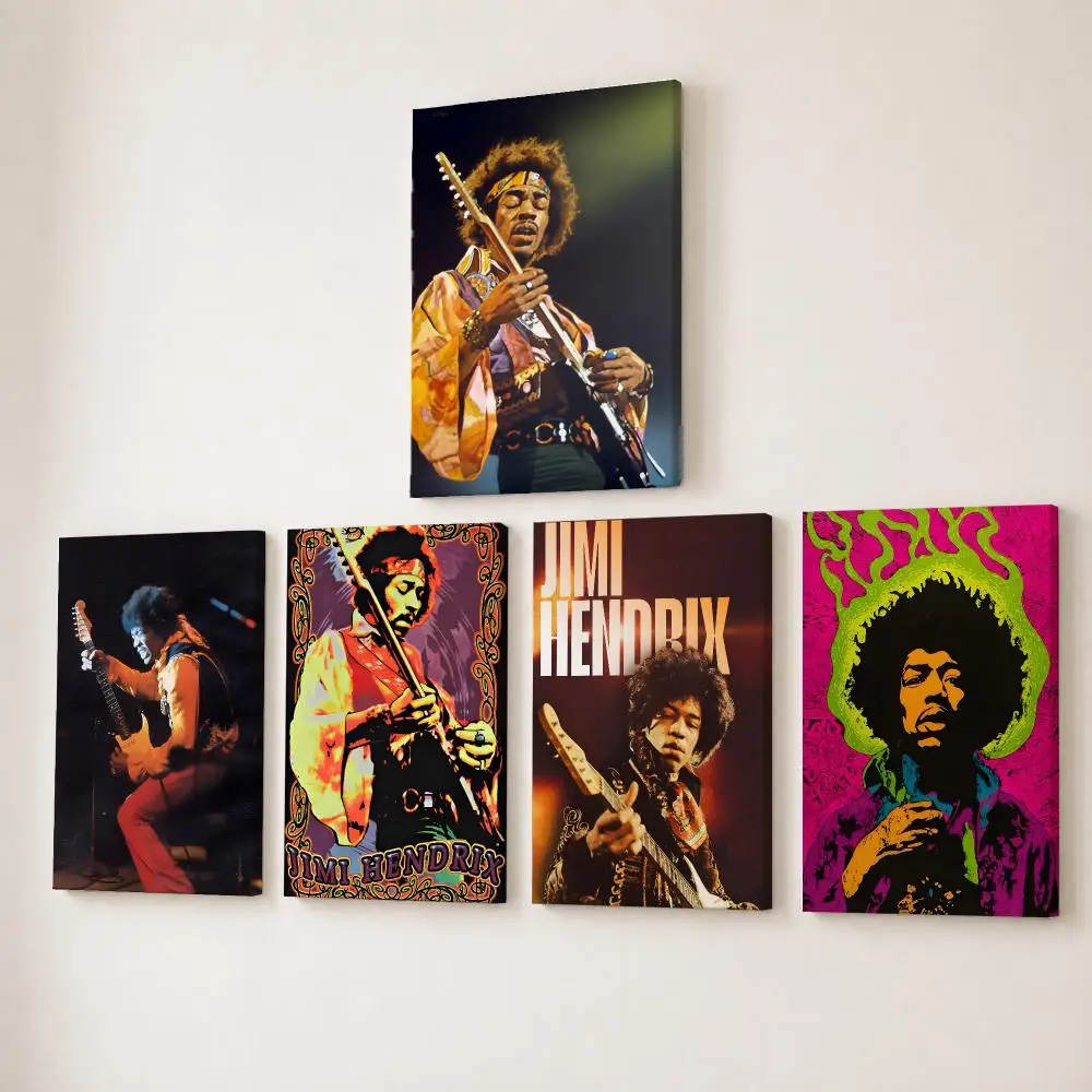 J-Jimi Hendrix Kraft Papper Painting Calligraphy HD Canvas Wall Art With Inner Frame Gallery Wrapped Ready To Hang Home Decor